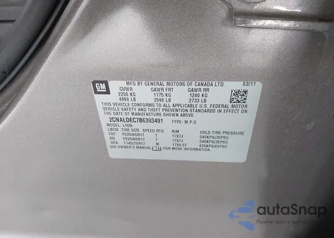 2011 Chevrolet Equinox 1Lt z USA, uszkodzony, nr VIN 2CNALDEC7B6393491